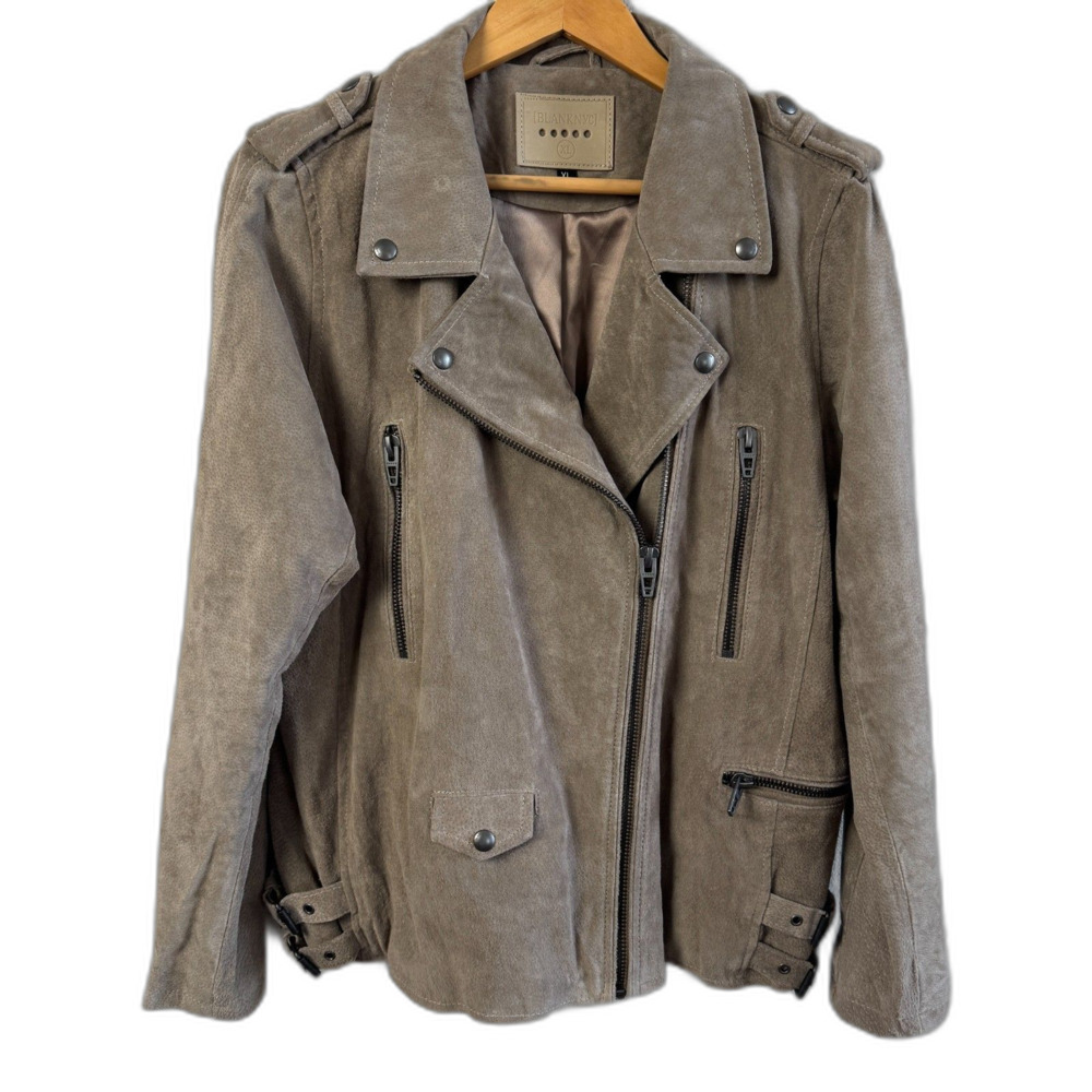 Suede Moto Jacket Blank NYC Taupe Women's XL